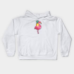 Flamingo with Pineapple Art Kids Hoodie